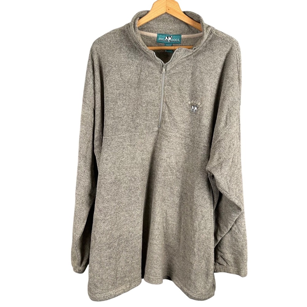 Big Dogs Mens 3X Gray Quarter Zip Pullover Textured Knit Long Sleeve Mock Neck